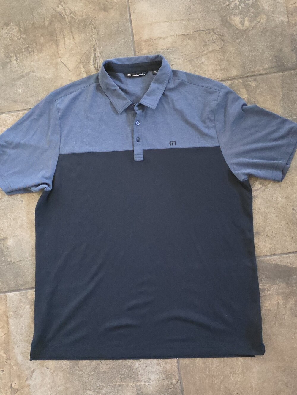 Travis Mathew Men’s XXL Colorblock Polo Shirt Blue & Black Pima Cotton Blend